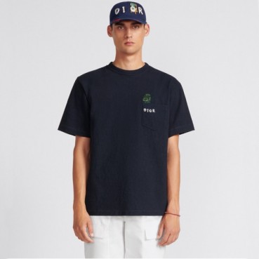 디올 남성 네이비 반팔티 - Dior Mens Navy Short sleeved Tshirts 