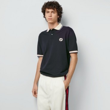 구찌 남성 네이비 폴로 반팔티 - Gucci Mens Navy Short sleeved Tshirts 