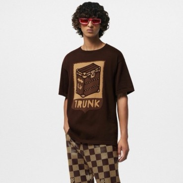 루이비통 남성 크루넥 브라운 반팔티 - Louis vuitton Mens Brown Short sleeved Tshirts 