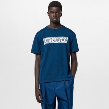 루이비통 남성 크루넥 블루 반팔티 - Louis vuitton Mens Blue Short sleeved Tshirts 
