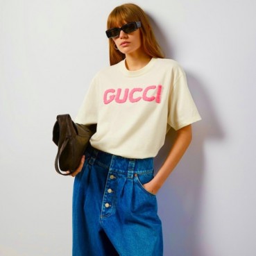 구찌 여성 아이보리 크루넥 반팔티 - Gucci Womens Ivory Short sleeved Tshirts 