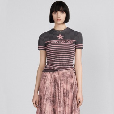 디올 여성 그레이 크루넥 반팔티 - Dior Womens Gray Short sleeved Tshirts 