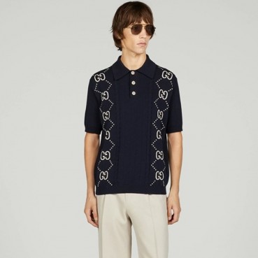 구찌 남성 네이비 폴로 반팔티 - Gucci Mens Navy Short sleeved Tshirts 