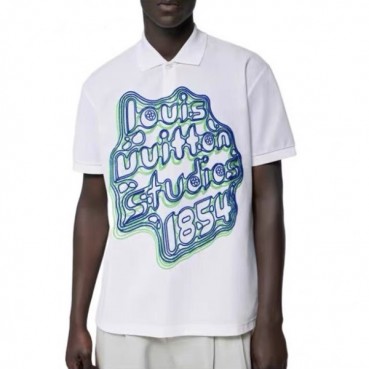 루이비통 남성 화이트 폴로 반팔티 - Louis vuitton Mens White Short sleeved Tshirts 