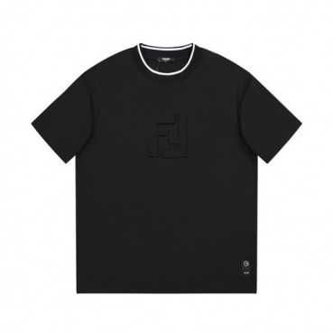 펜디 남성 블랙 크루넥 반팔티 - Fendi Mens Black Short sleeved Tshirts 