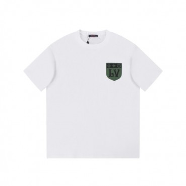 루이비통 남성 크루넥 화이트 반팔티 - Louis vuitton Mens White Short sleeved Tshirts 