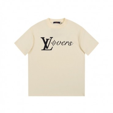 루이비통 남성 크루넥 아이보리 반팔티 - Louis vuitton Mens Ivory Short sleeved Tshirts 