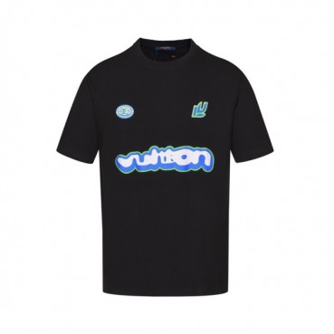 루이비통 남성 크루넥 블랙 반팔티 - Louis vuitton Mens Black Short sleeved Tshirts 