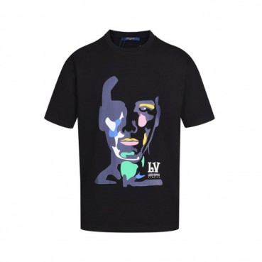 루이비통 남성 크루넥 블랙 반팔티 - Louis vuitton Mens Black Short sleeved Tshirts 