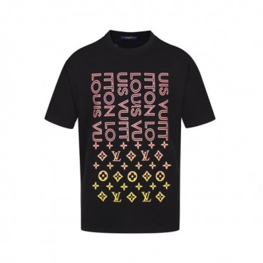 루이비통 남성 크루넥 블랙 반팔티 - Louis vuitton Mens Black Short sleeved Tshirts 