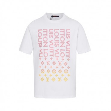 루이비통 남성 크루넥 화이트 반팔티 - Louis vuitton Mens White Short sleeved Tshirts 