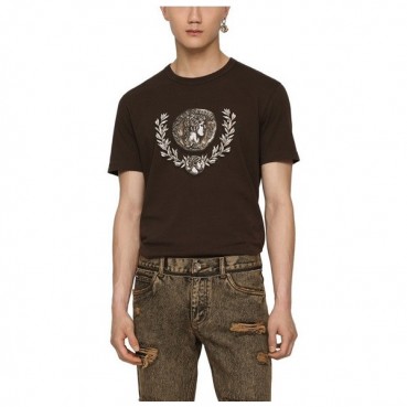 돌체앤가바나 남성 카멜 크로넥 반팔티 - Dolce&Gabbana Mens Camel Tshirts 