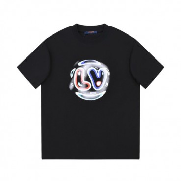 루이비통 남성 크루넥 블랙 반팔티 - Louis vuitton Mens Black Short sleeved Tshirts 