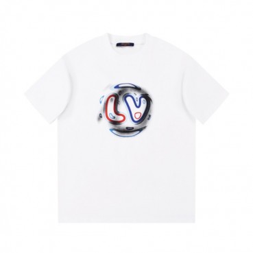 루이비통 남성 크루넥 화이트 반팔티 - Louis vuitton Mens White Short sleeved Tshirts 