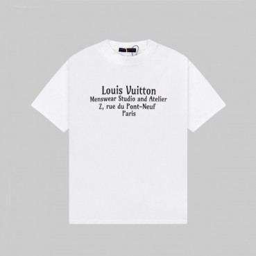 루이비통 남성 크루넥 화이트 반팔티 - Louis vuitton Mens White Short sleeved Tshirts 