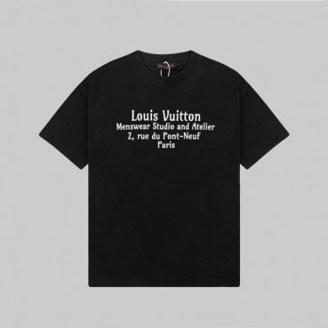 루이비통 남성 크루넥 블랙 반팔티 - Louis vuitton Mens Black Short sleeved Tshirts 