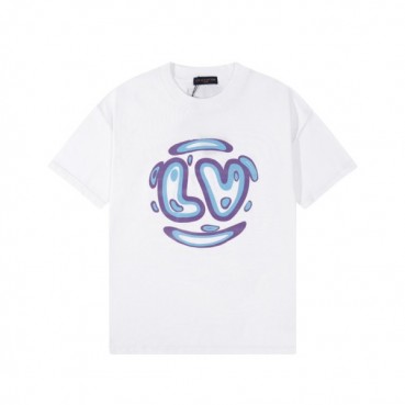루이비통 남성 크루넥 화이트 반팔티 - Louis vuitton Mens White Short sleeved Tshirts 