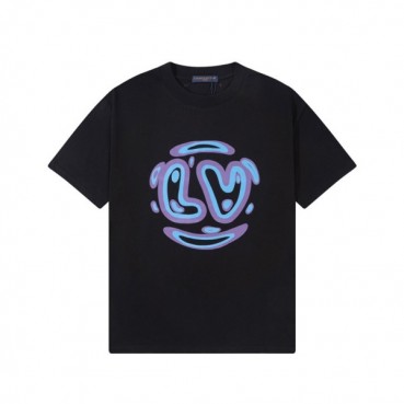 루이비통 남성 크루넥 블랙 반팔티 - Louis vuitton Mens Black Short sleeved Tshirts 