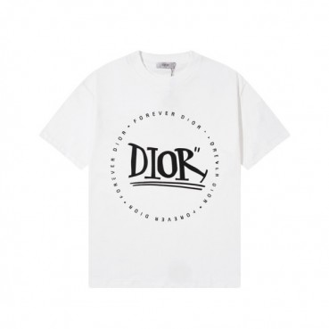 디올 남성 화이트 크루넥 반팔티 - Dior Mens White Short sleeved Tshirts 