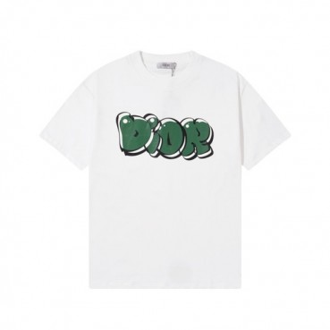 디올 남성 화이트 크루넥 반팔티 - Dior Mens White Short sleeved Tshirts 