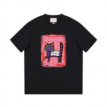 구찌 남/녀 블랙 크루넥 반팔티 - Gucci Unisex Black Short sleeved Tshirts 