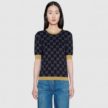 구찌 여성 네이비 크루넥 반팔티 - Gucci Womens Navy Short sleeved Tshirts 