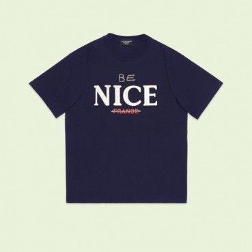 발렌시아가 남성 네이비 크루넥 반팔티 - Balenciaga Mens Navy Short sleeved Tshirts 