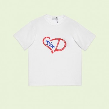 디올 남성 화이트 크루넥 반팔티 - Dior Mens White Short sleeved Tshirts 