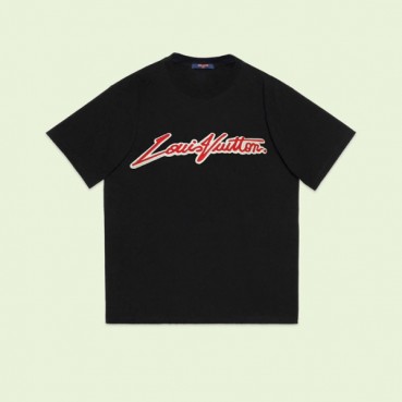 루이비통 남성 크루넥 블랙 반팔티 - Louis vuitton Mens Black Short sleeved Tshirts 