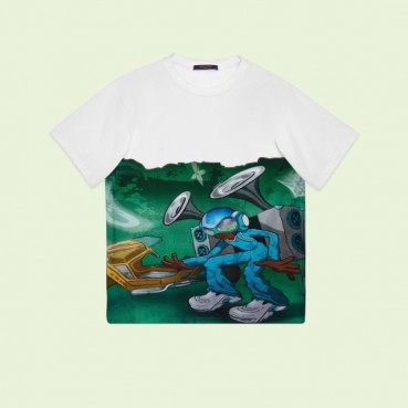 루이비통 남성 크루넥 화이트 반팔티 - Louis vuitton Mens White Short sleeved Tshirts 