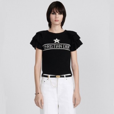 디올 여성 블랙 크루넥 반팔티 - Dior Womens Black Short sleeved Tshirts 