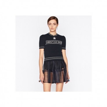 디올 여성 네이비 크루넥 반팔티 - Dior Womens Navy Short sleeved Tshirts 