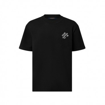 루이비통 남성 크루넥 블랙 반팔티 - Louis vuitton Mens Black Short sleeved Tshirts 