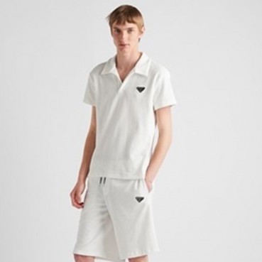 프라다 남성 화이트 폴로 반팔티 - Prada Mens White Short sleeved Tshirts 