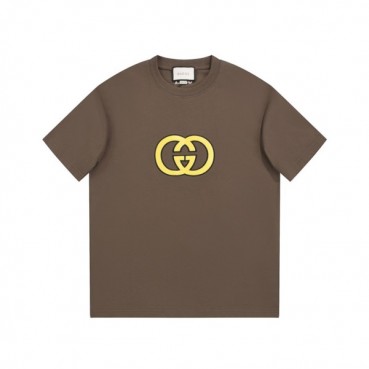 구찌 남/녀 카멜 크루넥 반팔티 - Gucci Unisex Camel Short sleeved Tshirts 