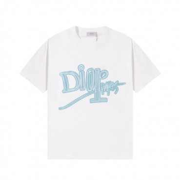 디올 남성 화이트 크루넥 반팔티 - Dior Mens White Short sleeved Tshirts 
