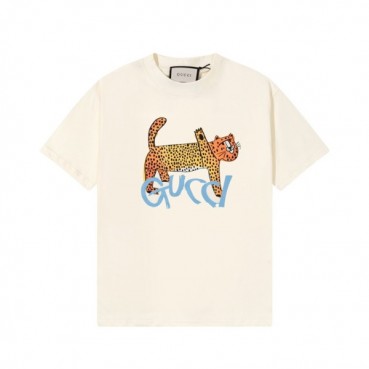 구찌 남/녀 아이보리 크루넥 반팔티 - Gucci Unisex Ivory Short sleeved Tshirts 