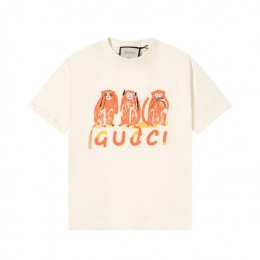 구찌 남/녀 아이보리 크루넥 반팔티 - Gucci Unisex Ivory Short sleeved Tshirts 