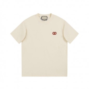 구찌 남/녀 아이보리 크루넥 반팔티 - Gucci Unisex Ivory Short sleeved Tshirts 