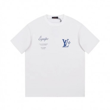 루이비통 남성 크루넥 화이트 반팔티 - Louis vuitton Mens White Short sleeved Tshirts 