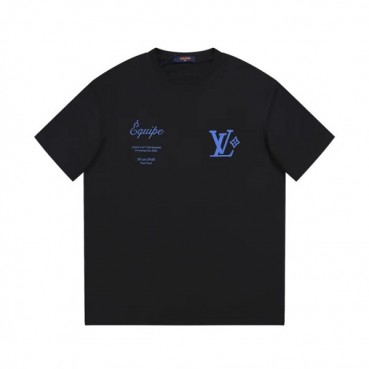 루이비통 남성 크루넥 블랙 반팔티 - Louis vuitton Mens Black Short sleeved Tshirts 