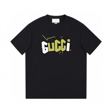 구찌 남/녀 블랙 크루넥 반팔티 - Gucci Unisex Black Short sleeved Tshirts 