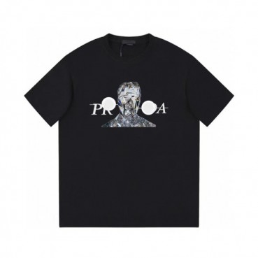 프라다 남성 크루넥 블랙 반팔티 - Prada Mens Black Short sleeved Tshirts 