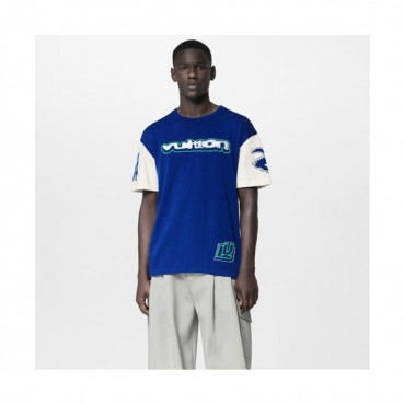 루이비통 남성 크루넥 블루 반팔티 - Louis vuitton Mens Blue Short sleeved Tshirts 