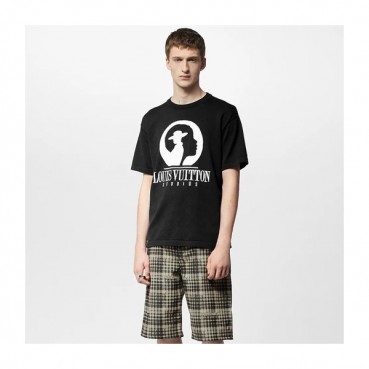루이비통 남성 크루넥 블랙 반팔티 - Louis vuitton Mens Black Short sleeved Tshirts 