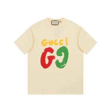 구찌 남/녀 아이보리 크루넥 반팔티 - Gucci Unisex Ivory Short sleeved Tshirts 