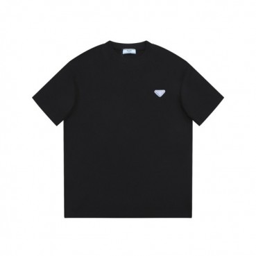 프라다 남성 크루넥 블랙 반팔티 - Prada Mens Black Short sleeved Tshirts 