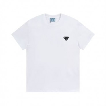 프라다 남성 크루넥 화이트 반팔티 - Prada Mens White Short sleeved Tshirts 