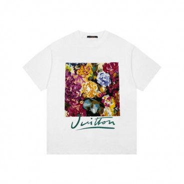 루이비통 남성 크루넥 화이트 반팔티 - Louis vuitton Mens White Short sleeved Tshirts 