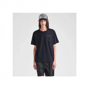 프라다 남성 크루넥 블랙 반팔티 - Prada Mens Black Short sleeved Tshirts 